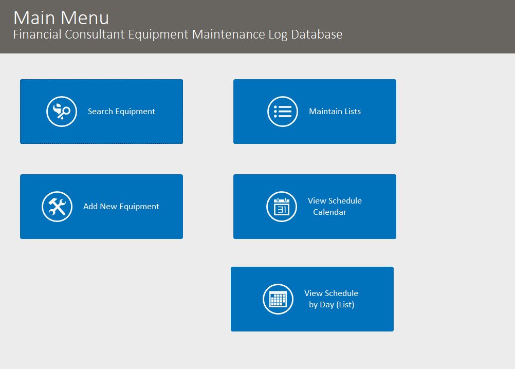 Financial Consultant Equipment Maintenance Log Tracking Template | Equipment Database